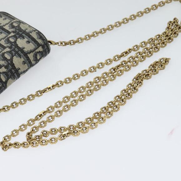 DIOR Oblique Chain Trotter Canvas Shoulder Bag Navy - Picture 7 of 12